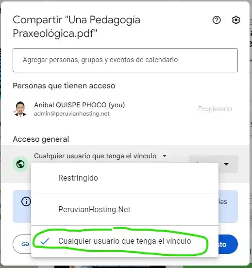 Paso 2 Generador de Enlaces Directos de Google Drive Gratis y Rápido